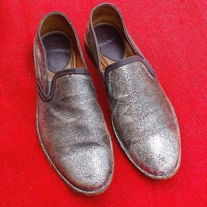 Trask women's 8 Silver Leather Loafers Shoes